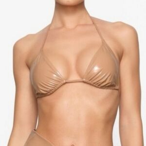SKIMS PVC triangle bikini top in women's US XL Color Ochre